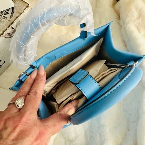 NWT Tory Burch Ella Bio Mini Tote Crossbody - Blue Azure - Sold Out Color! - Picture 9 of 12